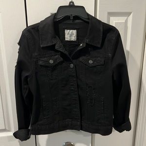 Women’s black jean jacket with “wear” (on purpose). Mudd, Sz. L. Make offer!